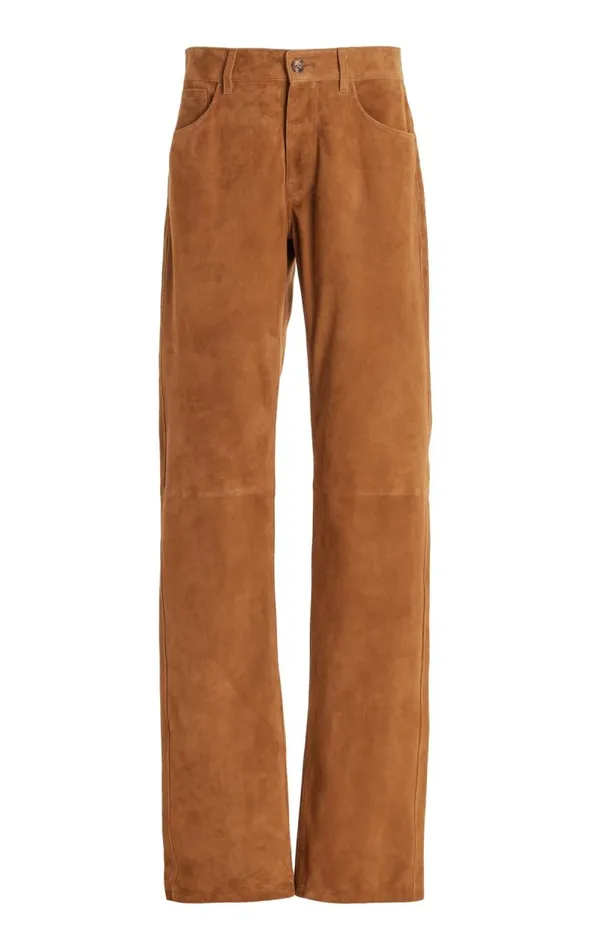 Gabriela Hearst Pants Men Anthony Five Pocket Pant In Camel Suede
