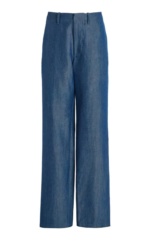 Gabriela Hearst Pants Men Rhys Pant In Deep Fluorite Blue Virgin Wool Linen Twill