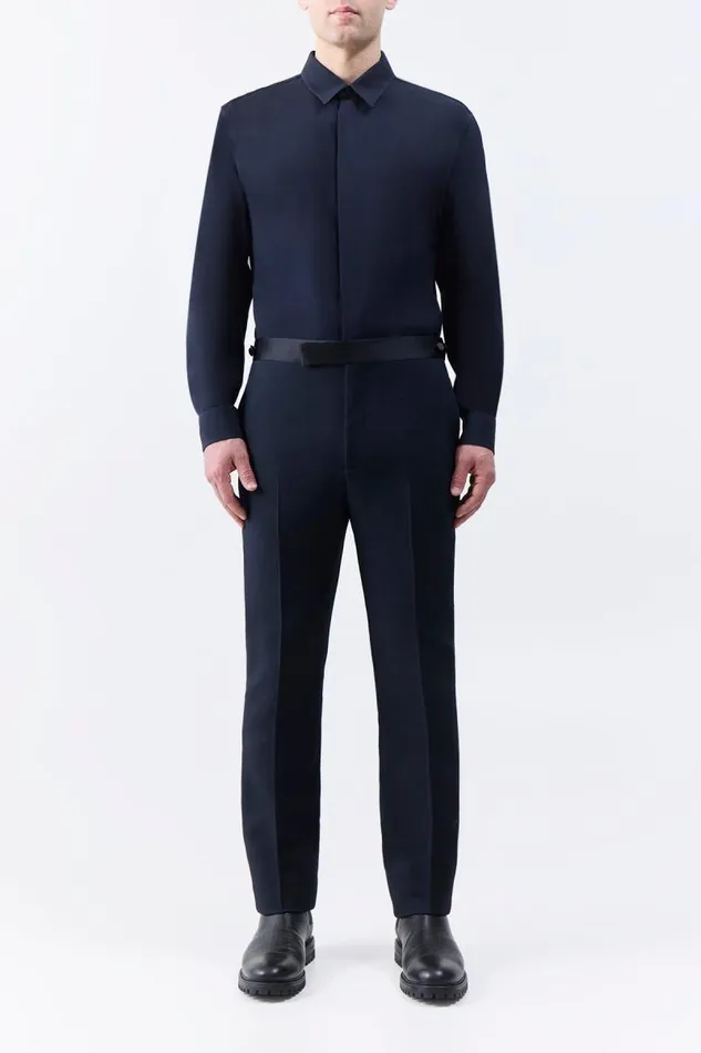 Gabriela Hearst Pants Men Simons Pant In Black Wool Silk Cady