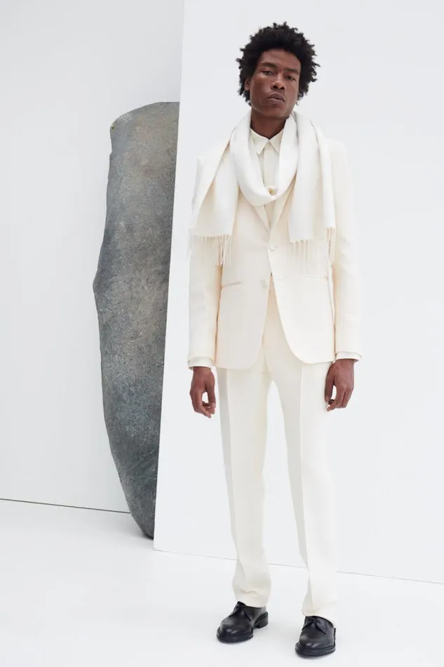 Gabriela Hearst Pants Men Simons Pant In Ivory Wool Silk Cady