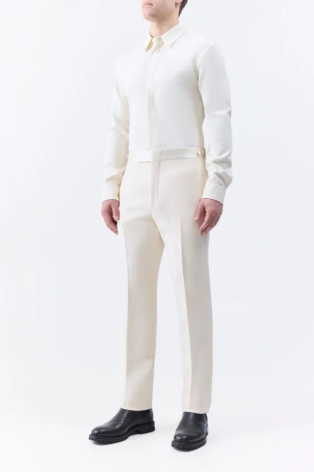 Gabriela Hearst Pants Men Simons Pant In Ivory Wool Silk Cady