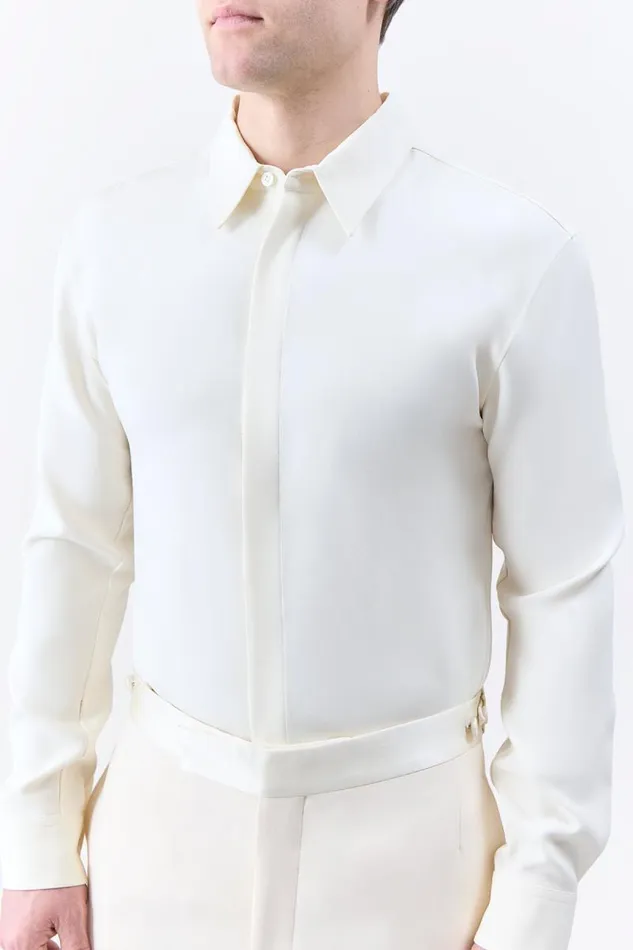 Gabriela Hearst Pants Men Simons Pant In Ivory Wool Silk Cady