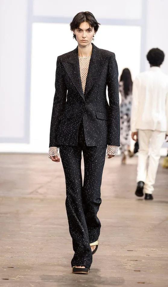 Gabriela Hearst Pants Women Allanon Sequin Pant In Black Virgin Wool
