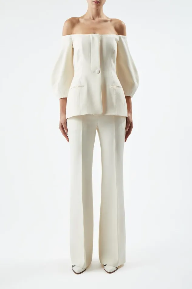 Gabriela Hearst Pants Women Ennio Pant In Ivory Wool Silk Cady