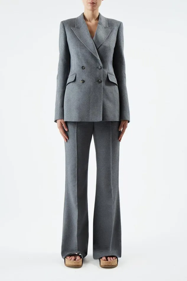 Gabriela Hearst Pants Women Jones Pant In Dark Grey Melange DoubleFace Winter Silk