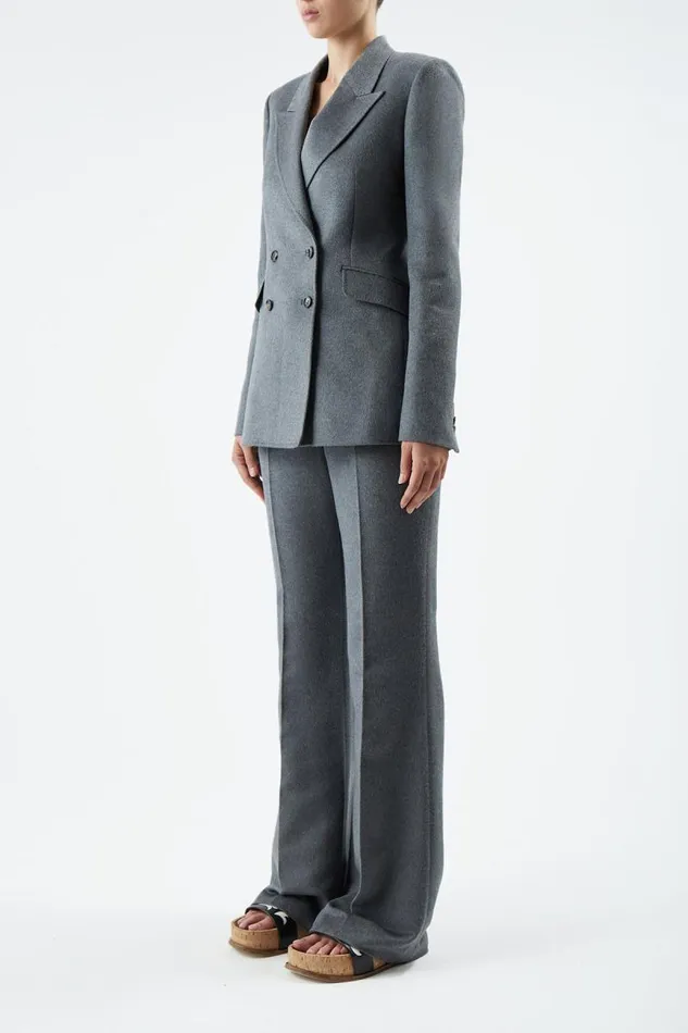 Gabriela Hearst Pants Women Jones Pant In Dark Grey Melange DoubleFace Winter Silk