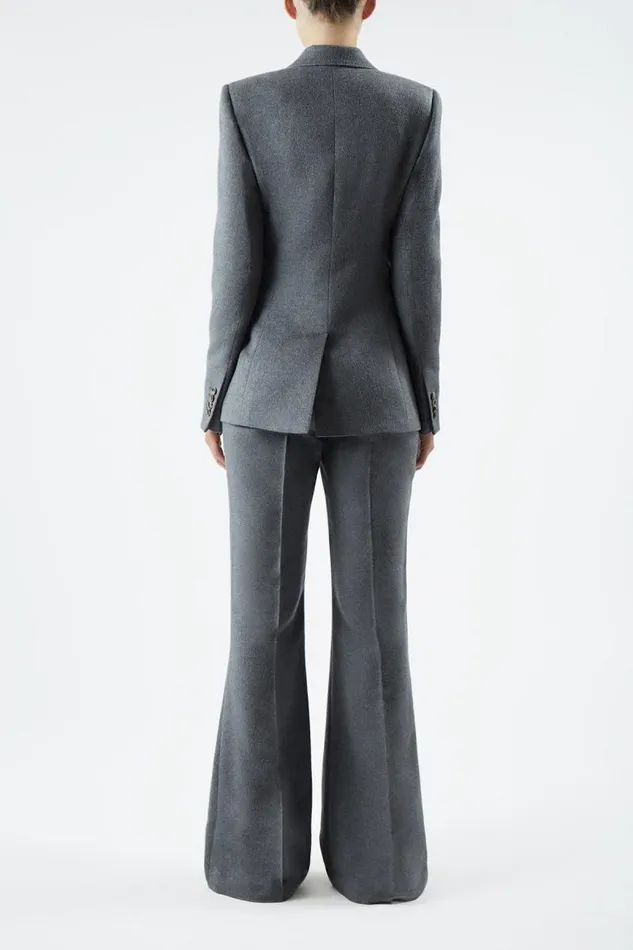 Gabriela Hearst Pants Women Jones Pant In Dark Grey Melange DoubleFace Winter Silk