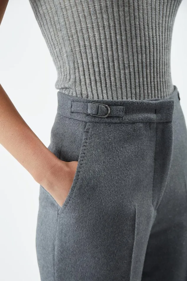 Gabriela Hearst Pants Women Jones Pant In Dark Grey Melange DoubleFace Winter Silk