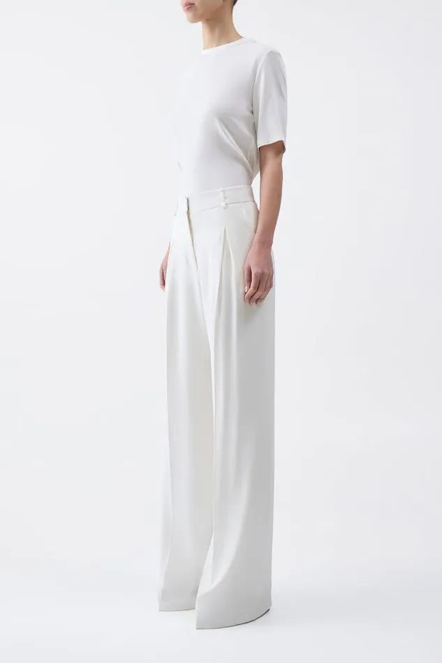 Gabriela Hearst Pants Women Maura Pant In Ivory Silk Crepe
