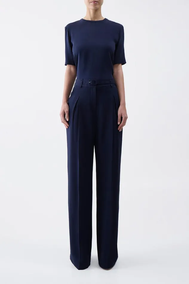Gabriela Hearst Pants Women Maura Pant In Navy Silk Crepe