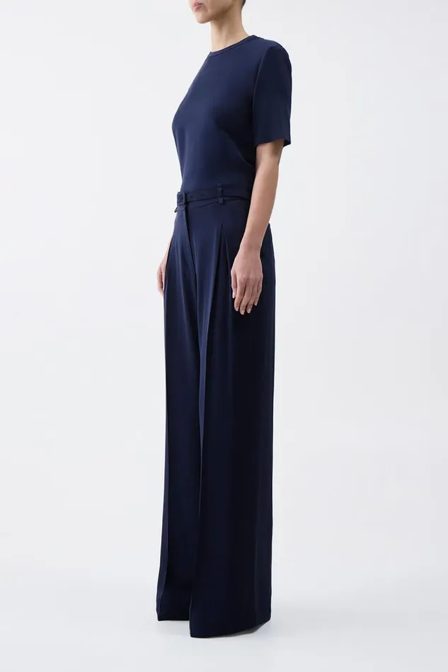 Gabriela Hearst Pants Women Maura Pant In Navy Silk Crepe