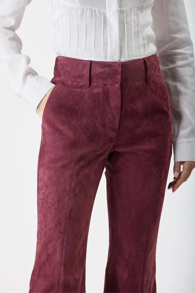 Gabriela Hearst Pants Women Rhein Pant In Deep Bordeaux Suede