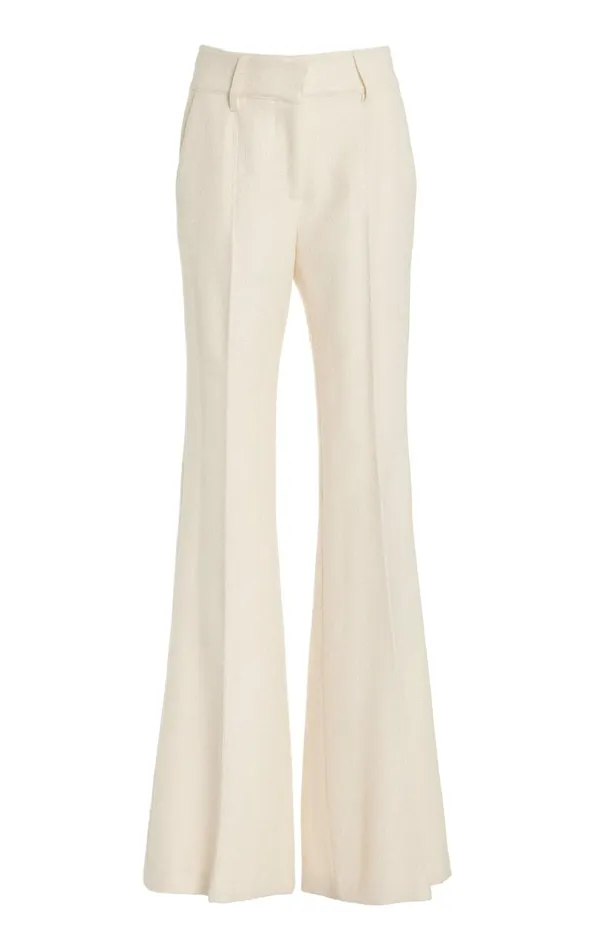 Gabriela Hearst Pants Women Rhein Pant In Ivory Silk Virgin Wool Slub