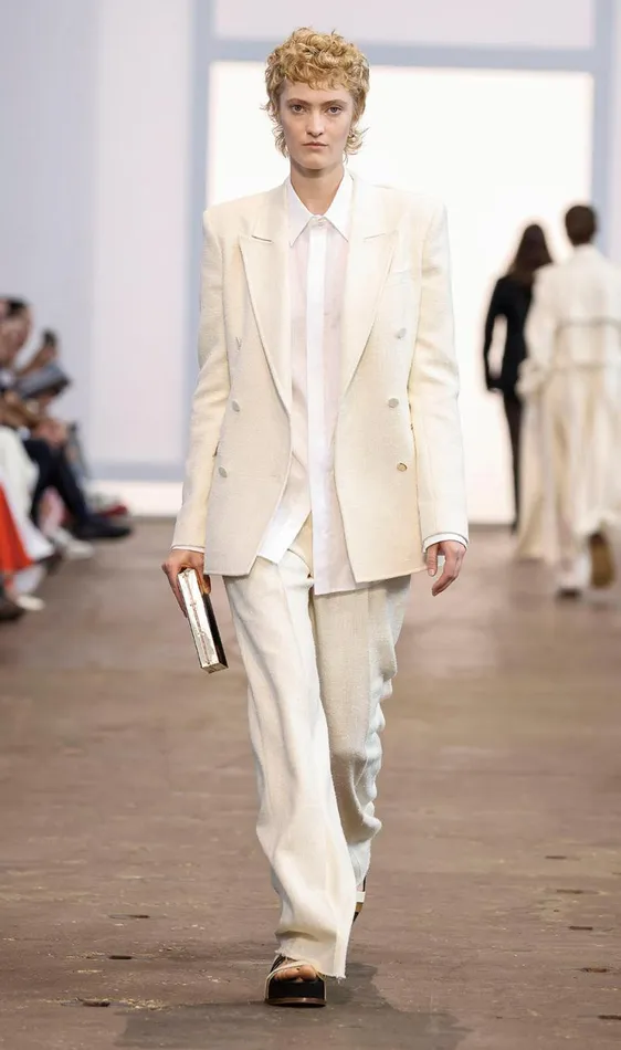 Gabriela Hearst Pants Women Rhein Pant In Ivory Silk Virgin Wool Slub