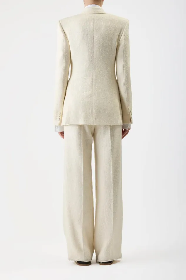 Gabriela Hearst Pants Women Rhein Pant In Ivory Silk Virgin Wool Slub