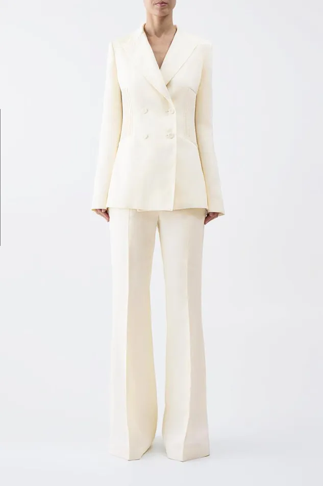 Gabriela Hearst Pants Women Rhein Pant In Ivory Textured Linen