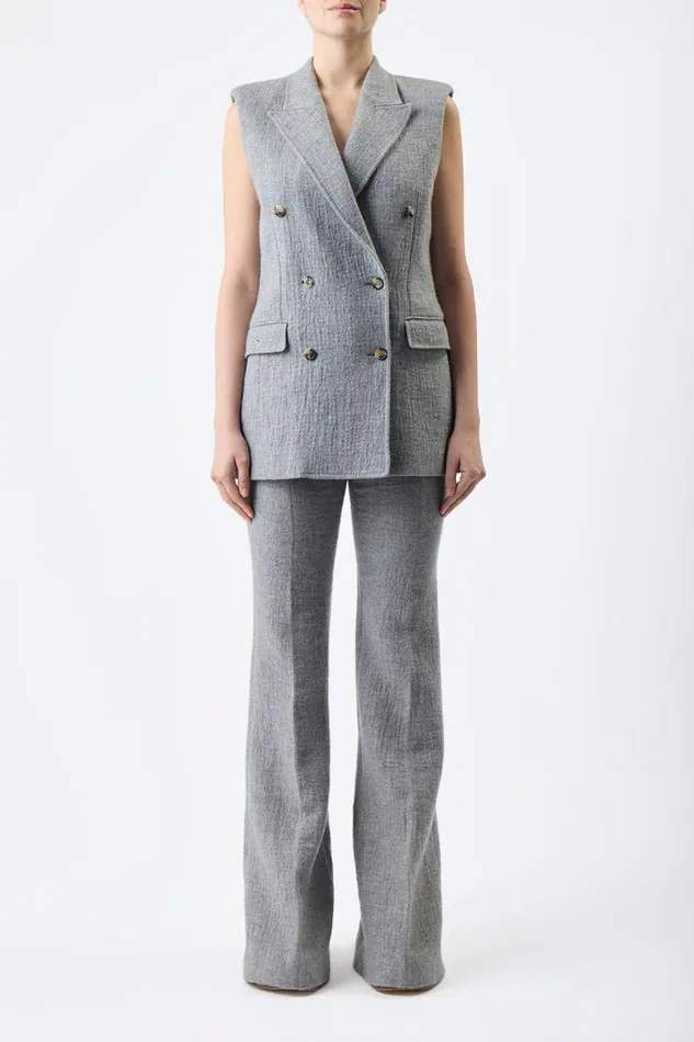 Gabriela Hearst Pants Women Rhein Pant In Light Grey Melange Cashmere Linen