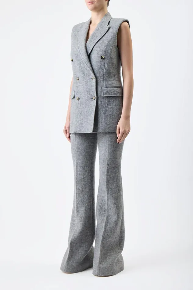 Gabriela Hearst Pants Women Rhein Pant In Light Grey Melange Cashmere Linen