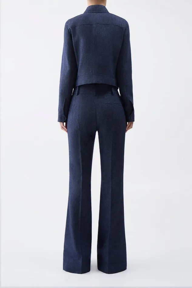 Gabriela Hearst Pants Women Rhein Pant In Navy Linen Virgin Wool