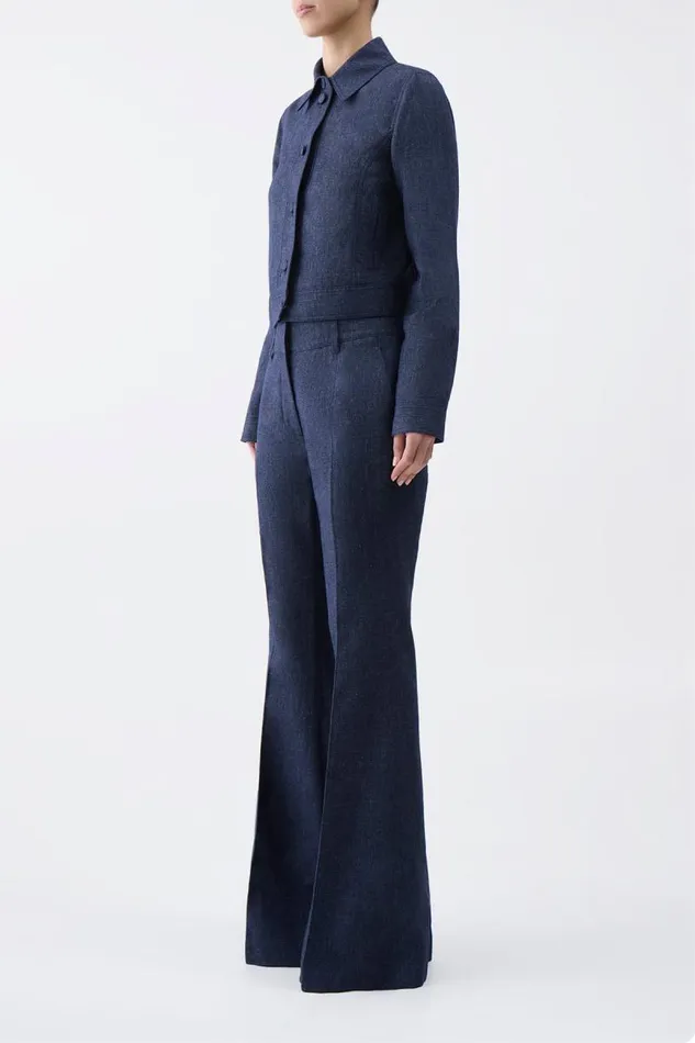 Gabriela Hearst Pants Women Rhein Pant In Navy Linen Virgin Wool