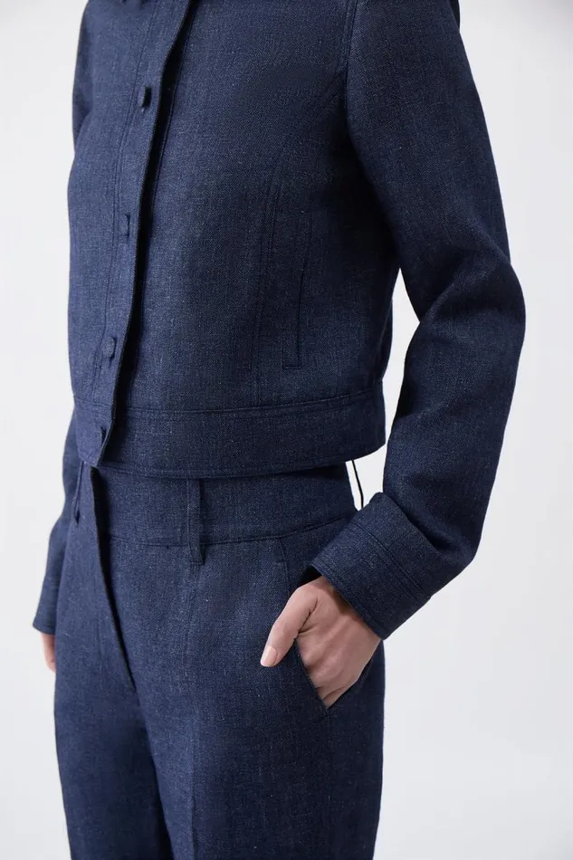 Gabriela Hearst Pants Women Rhein Pant In Navy Linen Virgin Wool