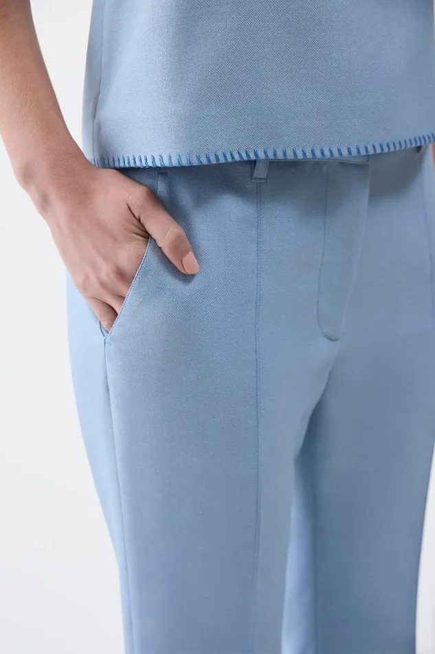 Gabriela Hearst Pants Women Rhein Pant In Stone Blue Silk Virgin Wool