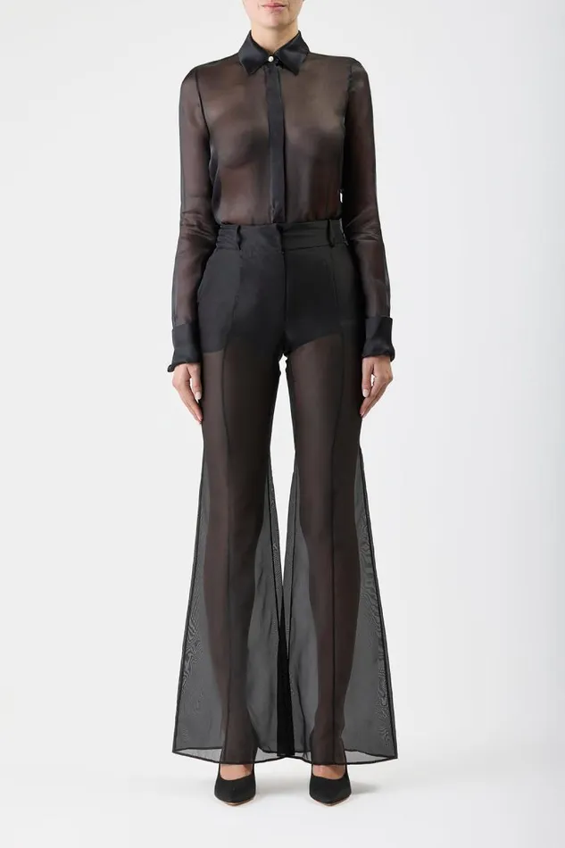 Gabriela Hearst Pants Women Rhein Sheer Pant In Black Silk Organza