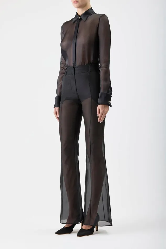 Gabriela Hearst Pants Women Rhein Sheer Pant In Black Silk Organza