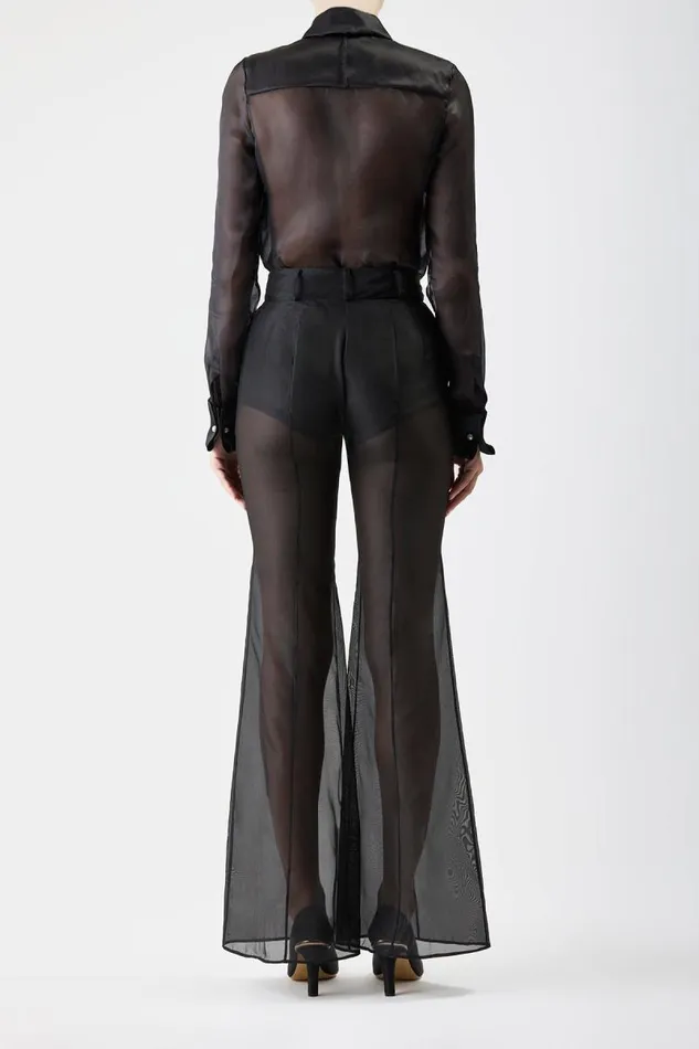 Gabriela Hearst Pants Women Rhein Sheer Pant In Black Silk Organza