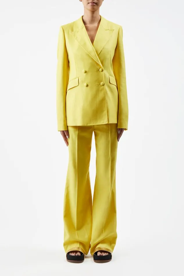 Gabriela Hearst Pants Women Vesta Pant In Cadmium Yellow Virgin Wool And Silk Linen Twill