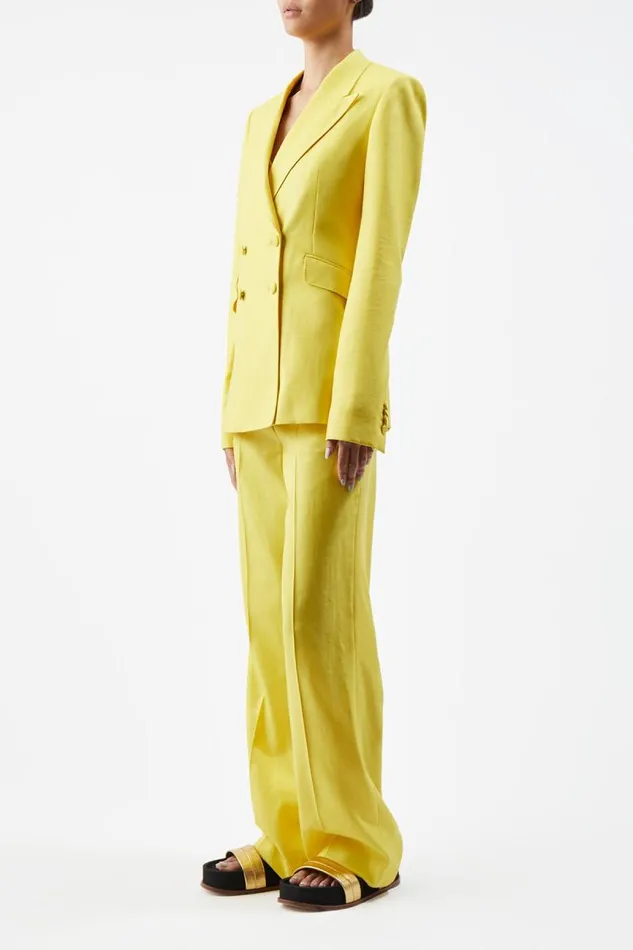 Gabriela Hearst Pants Women Vesta Pant In Cadmium Yellow Virgin Wool And Silk Linen Twill