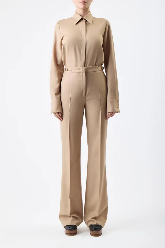Gabriela Hearst Pants Women Vesta Pant In Camel Virgin Wool Twill