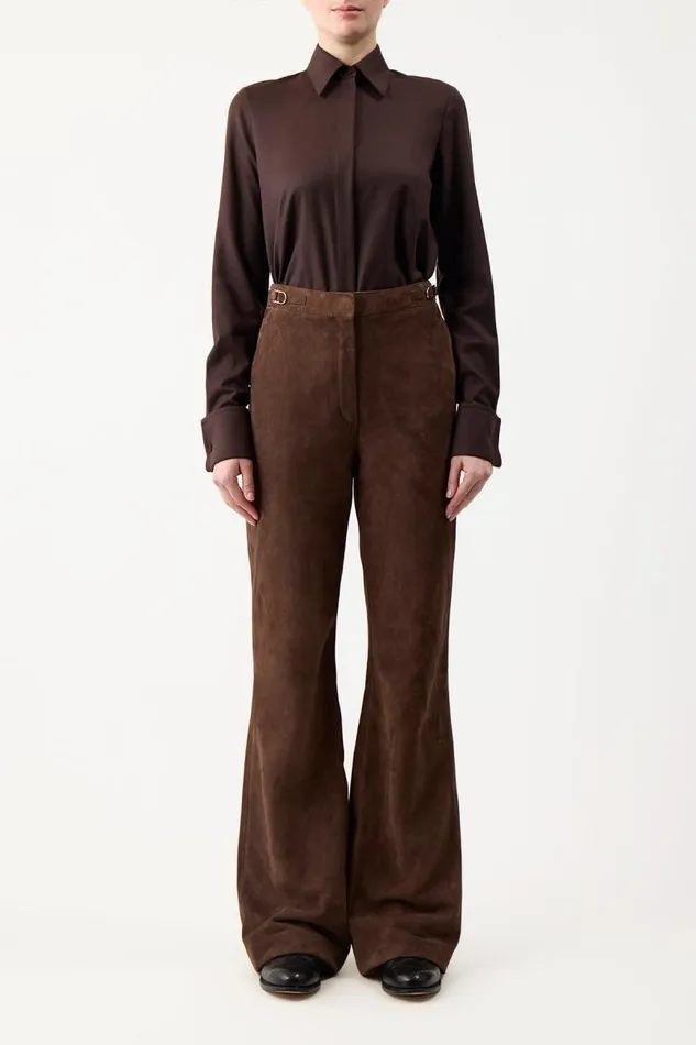 Gabriela Hearst Pants Women Vesta Pant In Chocolate Suede