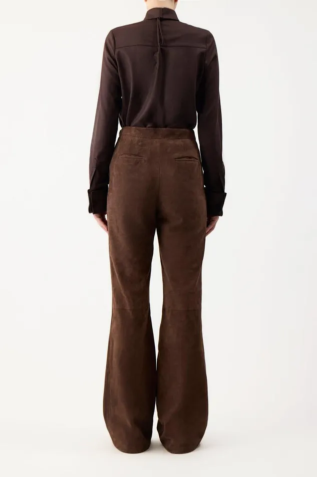 Gabriela Hearst Pants Women Vesta Pant In Chocolate Suede