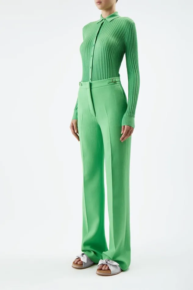 Gabriela Hearst Pants Women Vesta Pant In Fluorescent Green Virgin Wool Crepe