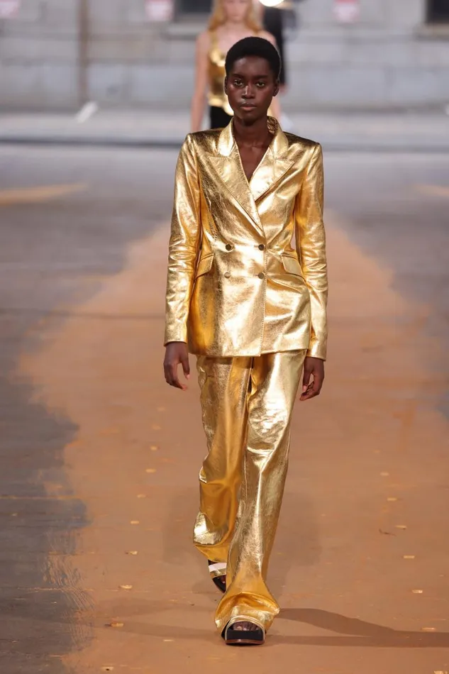 Gabriela Hearst Pants Women Vesta Pant In Gold Metallic Nappa Leather