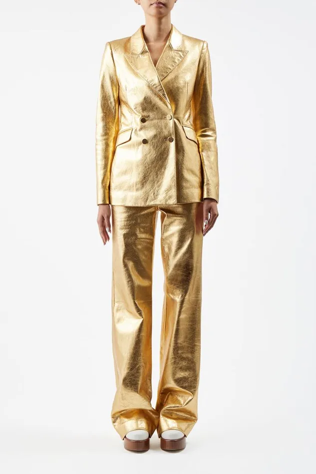 Gabriela Hearst Pants Women Vesta Pant In Gold Metallic Nappa Leather