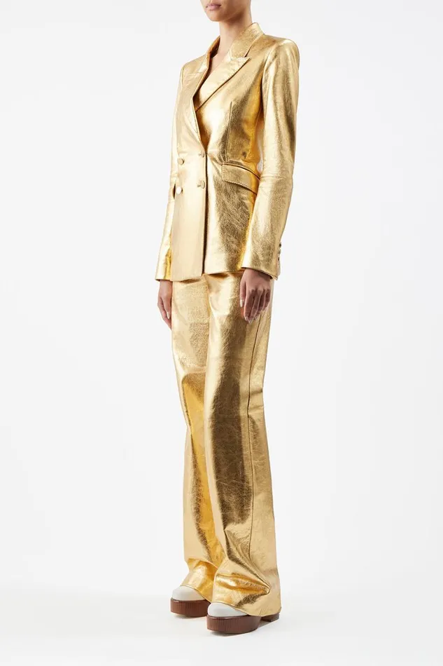 Gabriela Hearst Pants Women Vesta Pant In Gold Metallic Nappa Leather
