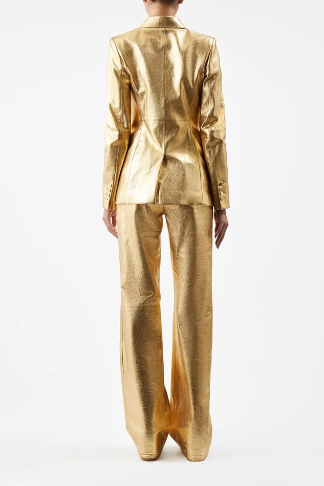Gabriela Hearst Pants Women Vesta Pant In Gold Metallic Nappa Leather