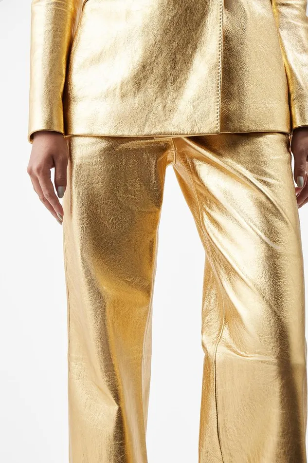 Gabriela Hearst Pants Women Vesta Pant In Gold Metallic Nappa Leather