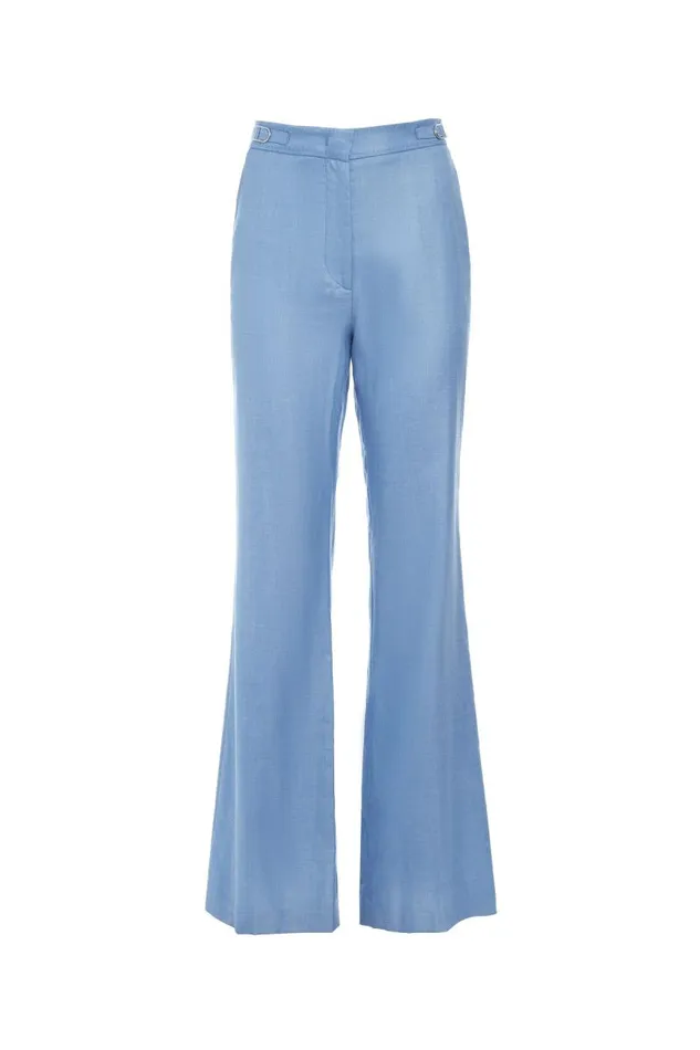 Gabriela Hearst Pants Women Vesta Pant In Light Blue Virgin Wool And Silk Linen Twill Gabriela Hearst Pants Women Vesta Pant In Light Blue Virgin Wool And Silk Linen Twill