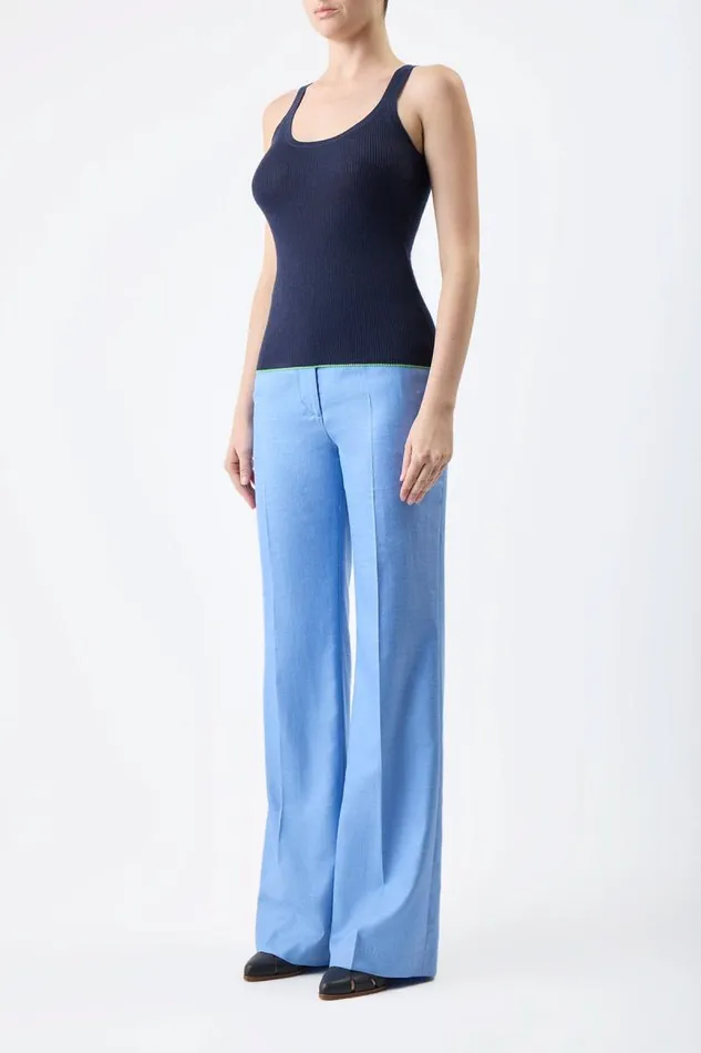 Gabriela Hearst Pants Women Vesta Pant In Light Blue Virgin Wool And Silk Linen Twill