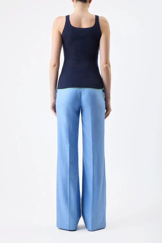 Gabriela Hearst Pants Women Vesta Pant In Light Blue Virgin Wool And Silk Linen Twill