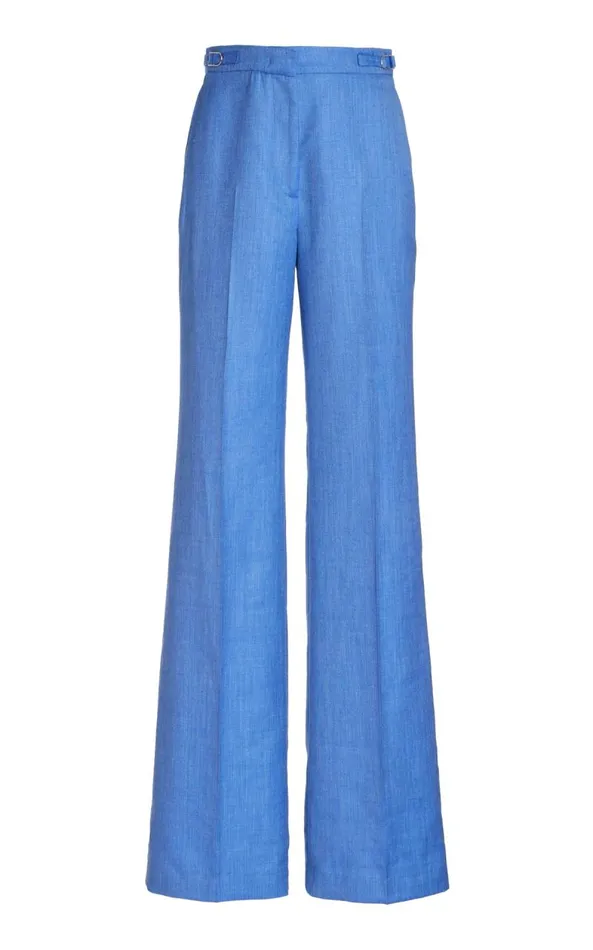 Gabriela Hearst Pants Women Vesta Pant In Sapphire Virgin Wool And Silk Linen