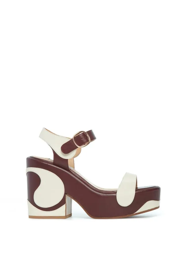 Gabriela Hearst Platforms Women Iris Platform Sandal In Cream Bordeaux Leather Gabriela Hearst Platforms Women Iris Platform Sandal In Cream Bordeaux Leather