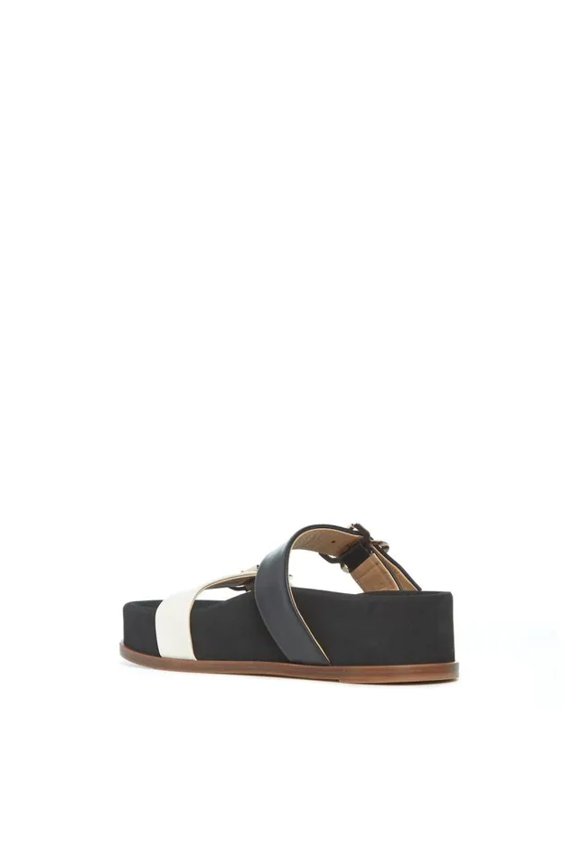 Gabriela Hearst Platforms Women Wren Flat Sandal In Black and Ivory Leather