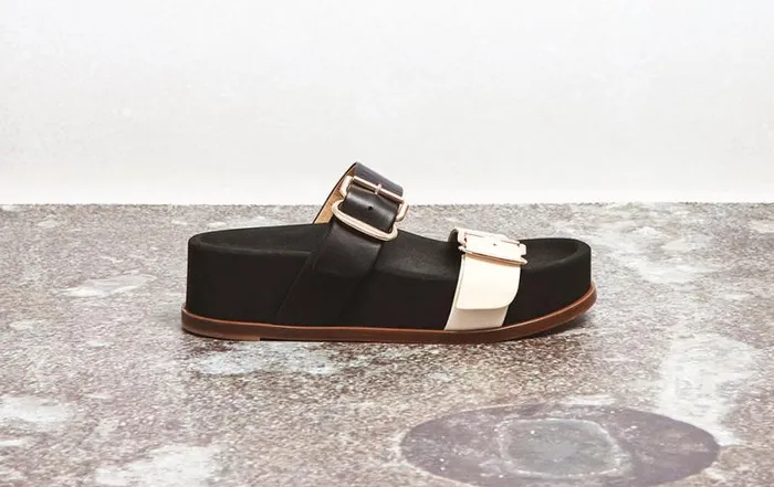 Gabriela Hearst Platforms Women Wren Flat Sandal In Black and Ivory Leather