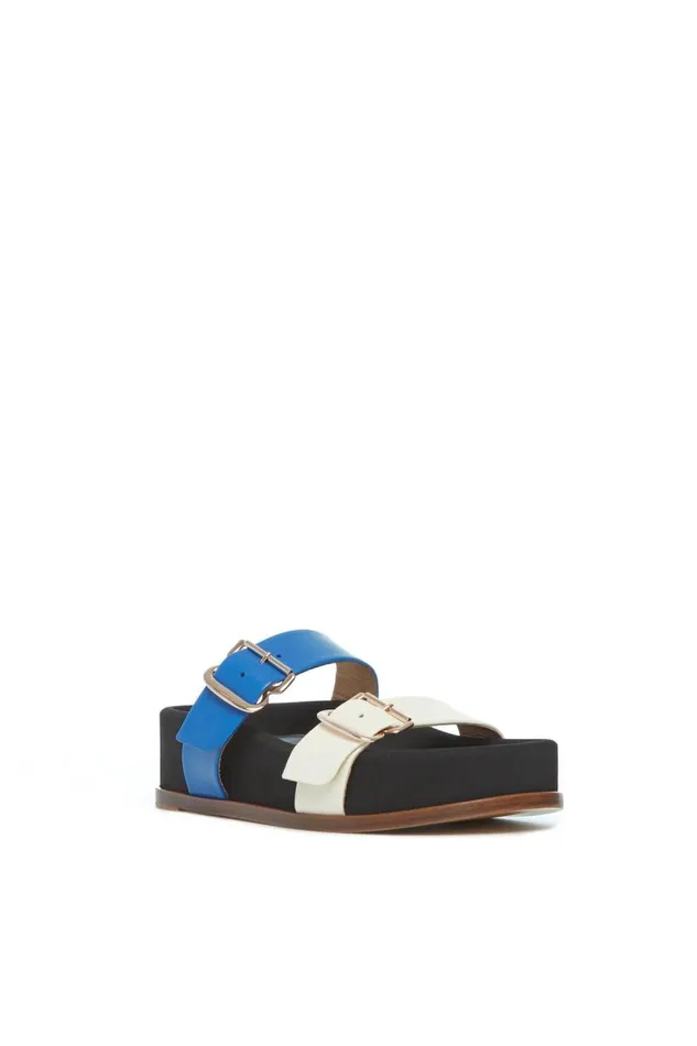 Gabriela Hearst Platforms Women Wren Flat Sandal In Sapphire and Ivory Leather