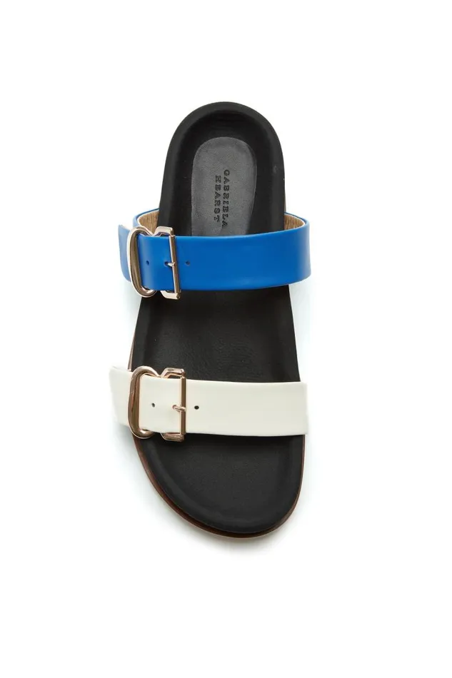 Gabriela Hearst Platforms Women Wren Flat Sandal In Sapphire and Ivory Leather