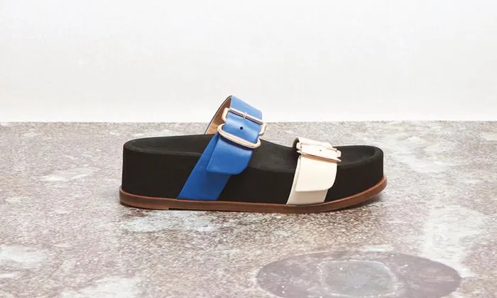 Gabriela Hearst Platforms Women Wren Flat Sandal In Sapphire and Ivory Leather